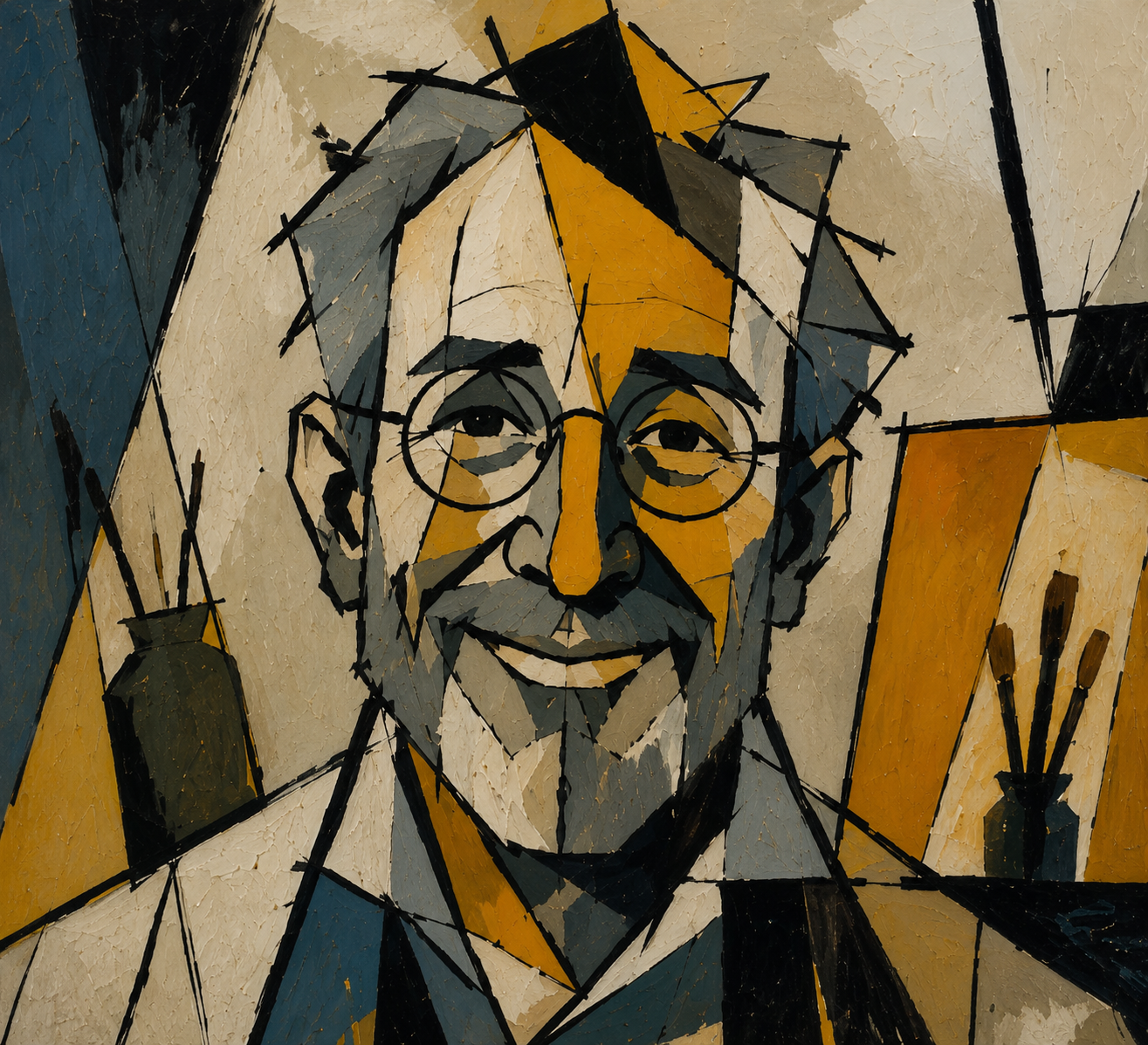 Paul Martin réalisant son autoportrait